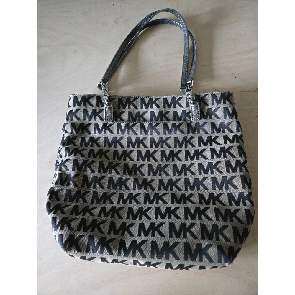 Michael Kors Signature Jacquard Canvas Bag Jet Set Shoulder Tote